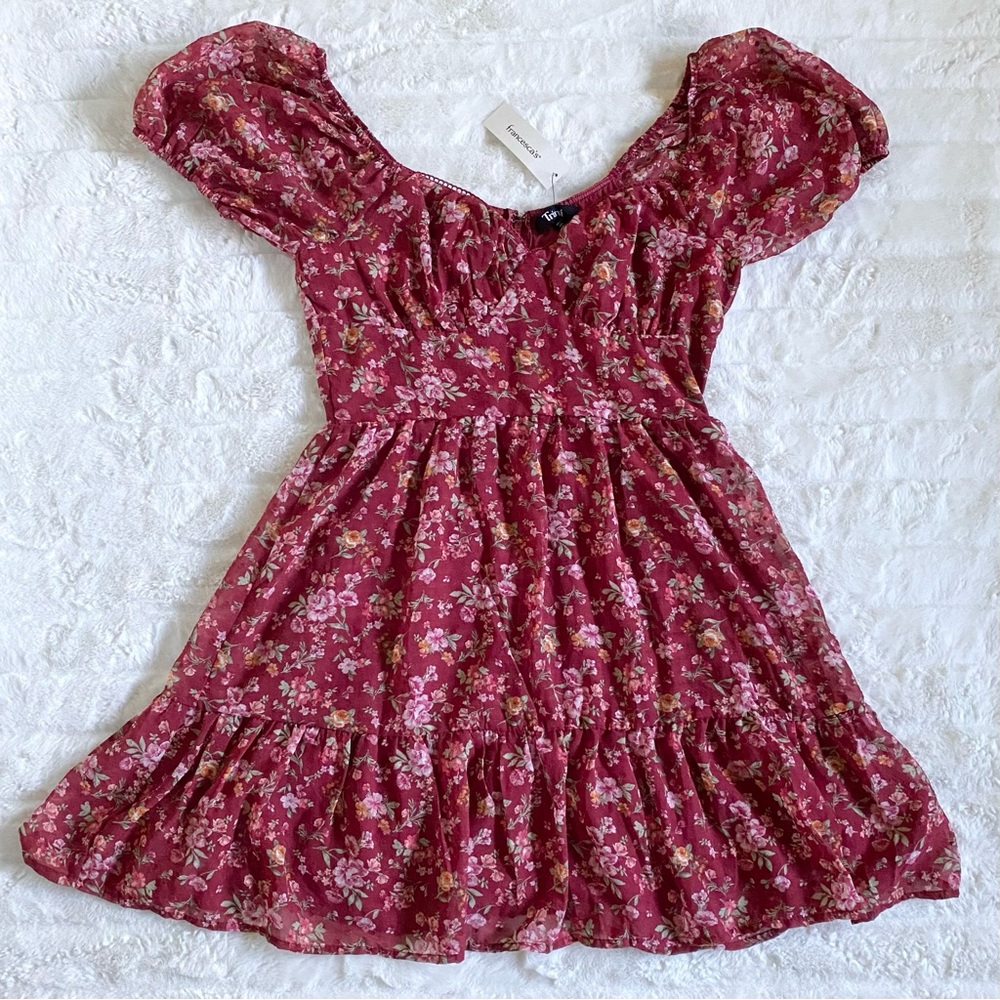 Mauve Floral Short Sleeve Dress